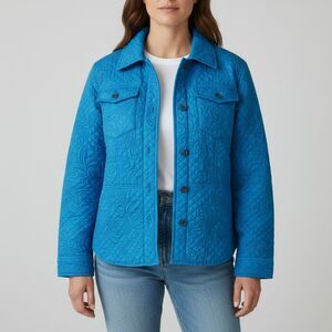 Kiko Women’s Blue  Jacket  100% Silk Women's Size M Embroidered #102